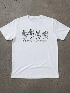 Skeleton Dance T-Shirt, Funny Halloween Graphic Tee, Dancing Skeleton Shirt